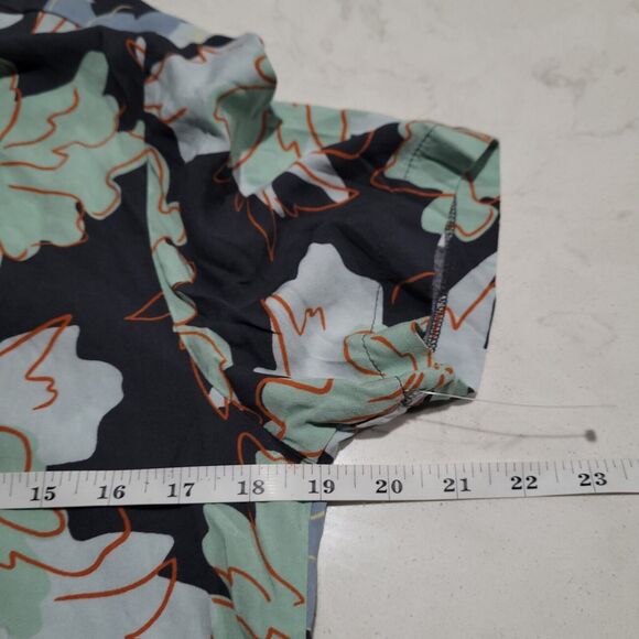 Topman Spliced Floral Hibiscus Viscose Green & BLUE Tropical Hawaiian Shirt NWOT - Picture 4 of 10